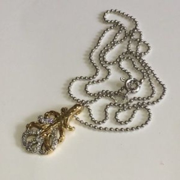 18K Yellow Gold John Hardy Feather 14K Necklace - Picture 5 of 6